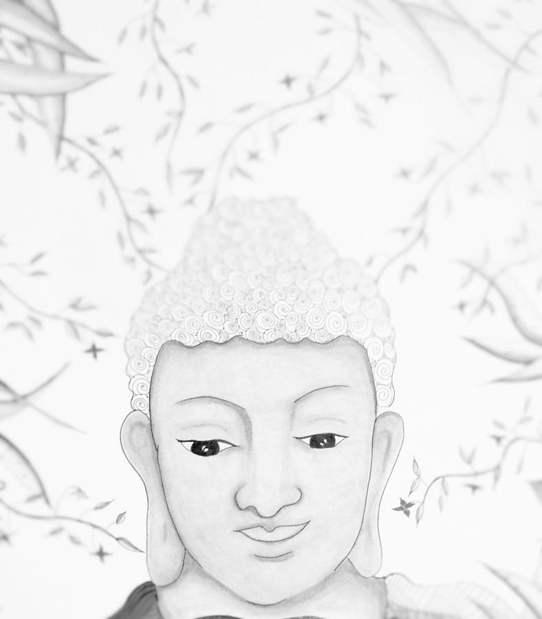 Buddha In White Mixed Media By Debra Pitts - Fine Art America