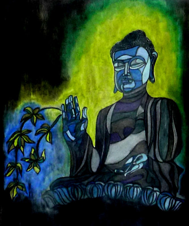 Buddha Painting - Buddha by Sarojit Mazumdar