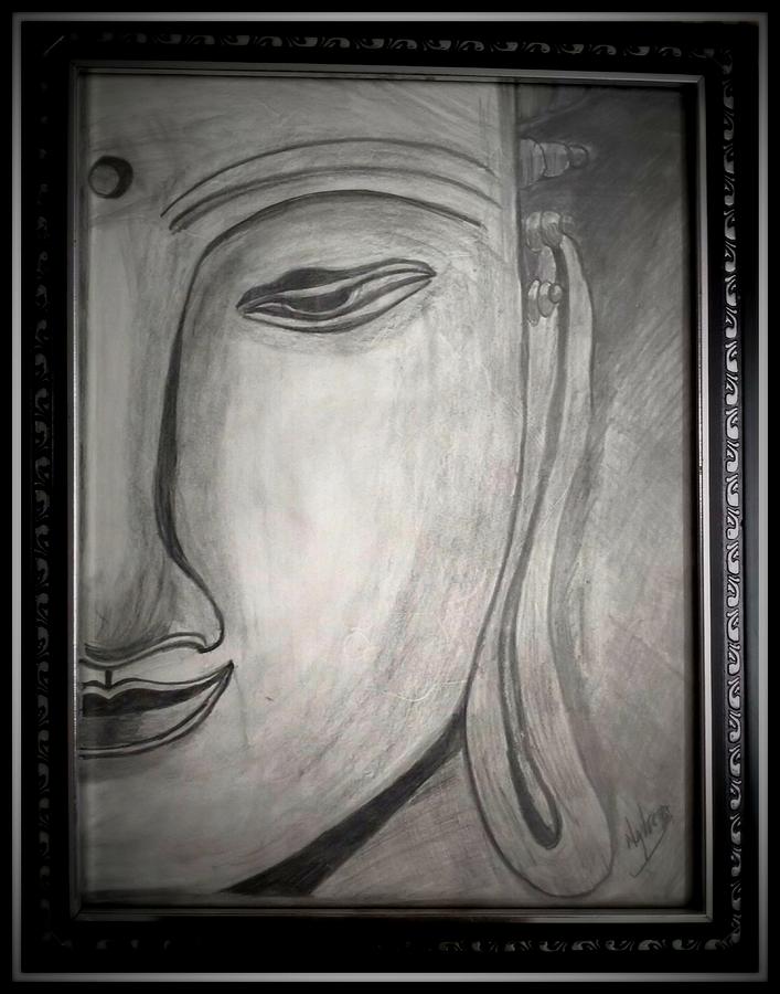 half buddha face sketch