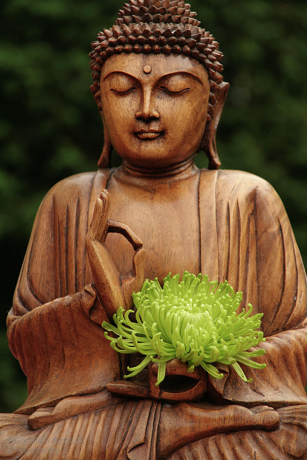 Buddha Statue holding Flower Photograph by Christine Amstutz