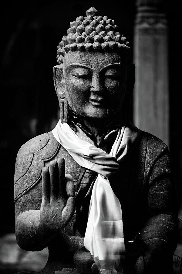 Buddha statue in black and white Photograph by Dutourdumonde Photography
