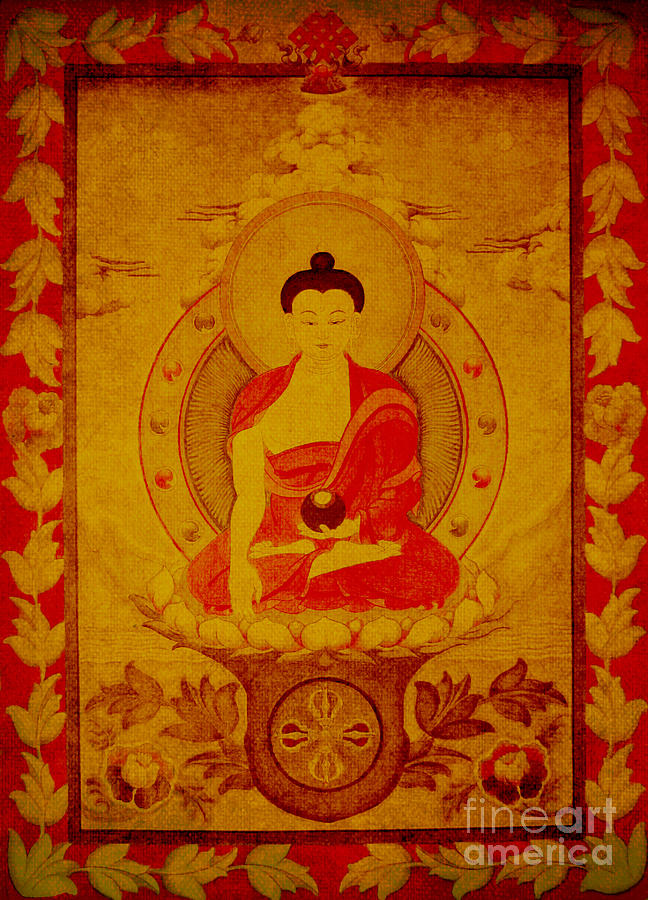 Buddha tapestry gold Drawing by Alexa Szlavics
