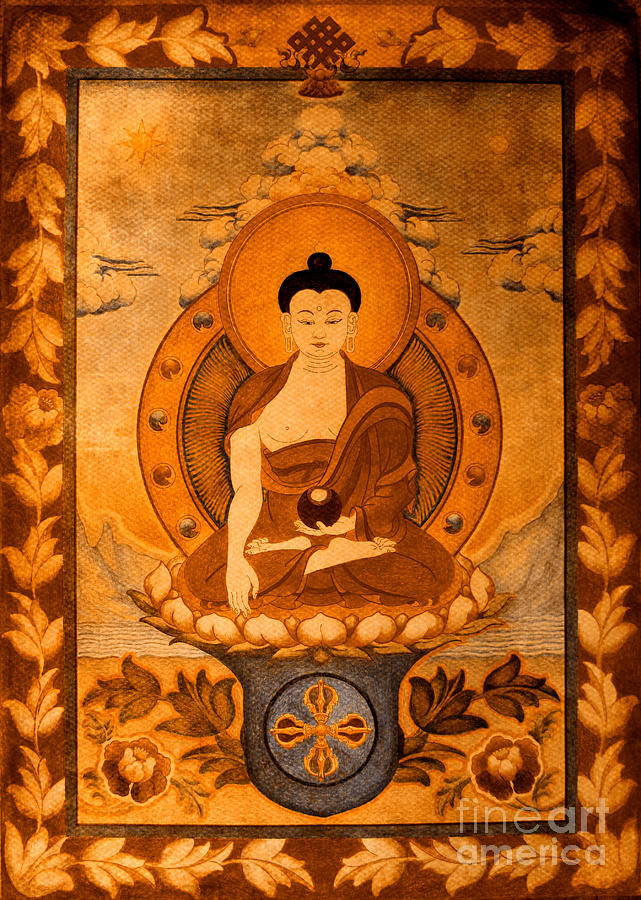 Buddha thangka gold Drawing by Alexa Szlavics