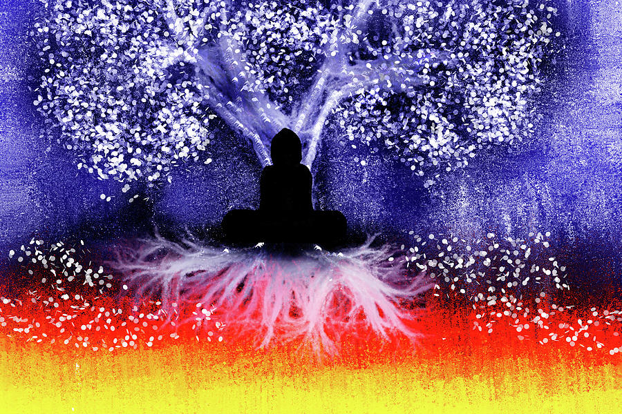 Buddha Under The Wisdom Tree Digital Art by Vijay Prakash