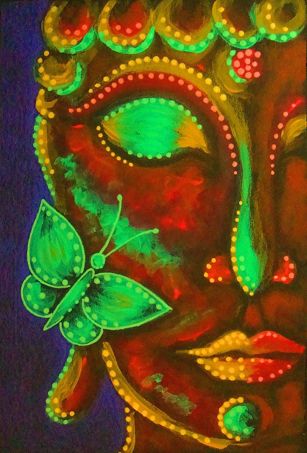 BUDDHA with BUTTERFLY Painting by Cyra Cancel - Fine Art America