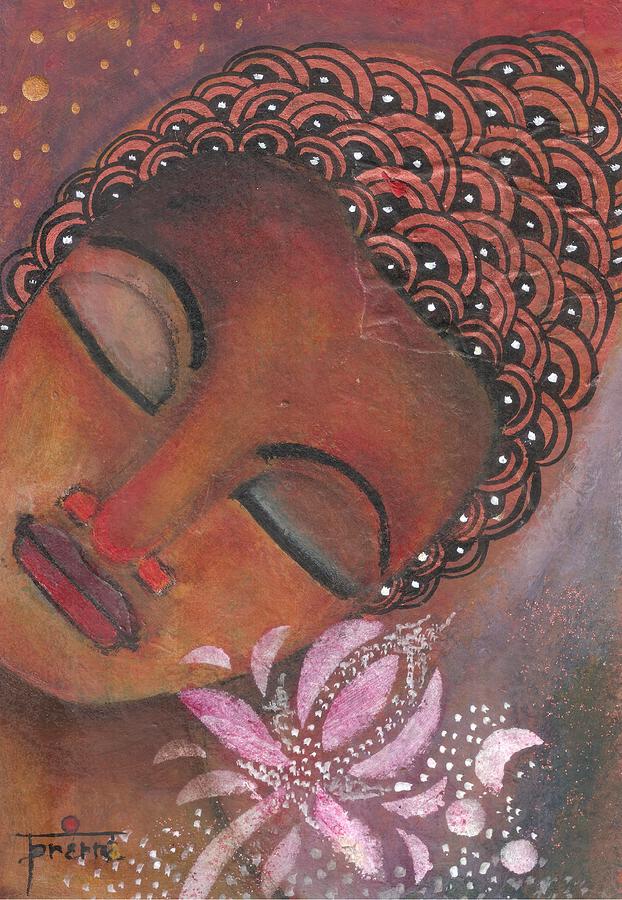 Buddha Painting - Buddha with pink lotus by Prerna Poojara Buddha Painting - Buddha with pink lotus by Prerna Poojara