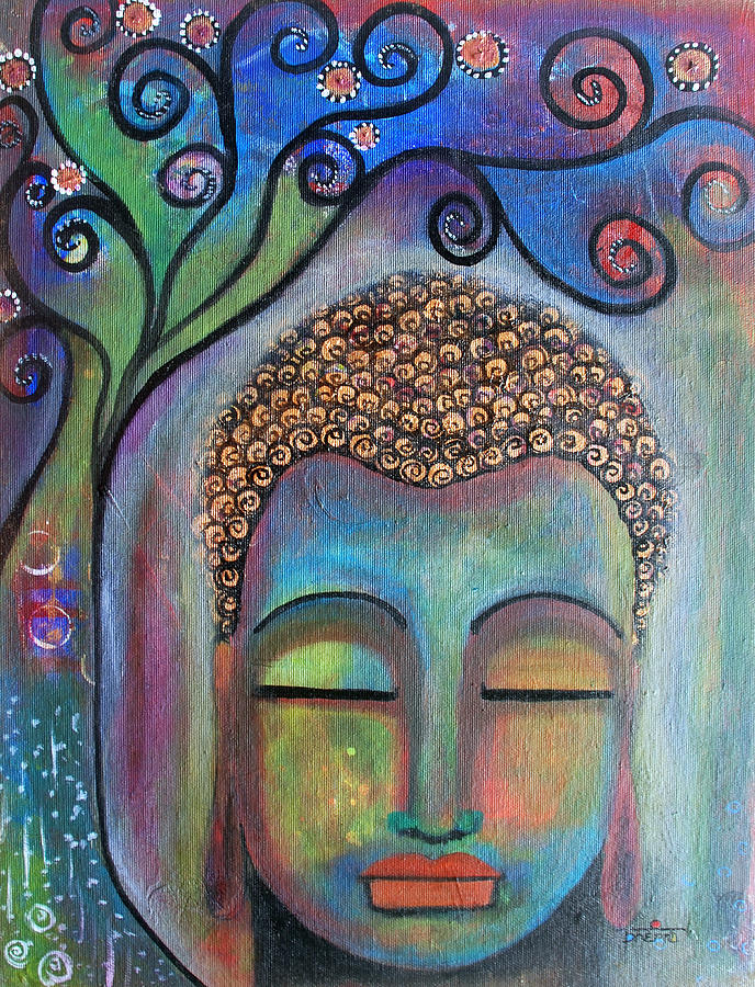 Buddha Painting - Buddha with Tree of Life by Prerna Poojara Buddha Painting - Buddha with Tree of Life by Prerna Poojara