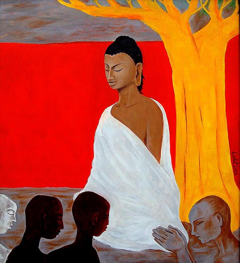 Enlightenment Painting - Buddhas Englightebment by Lalit Jain