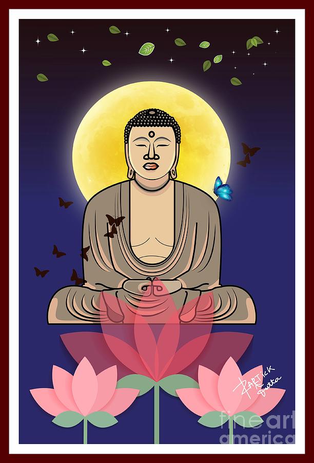 Buddhas enlightenment  Painting by Kartick Dutta