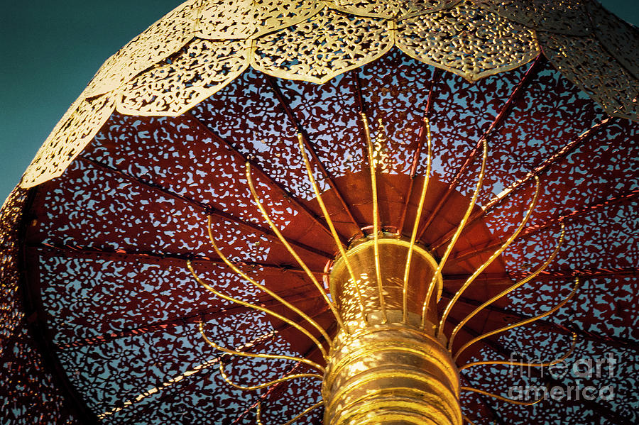Buddhas path to enlightenment, golden umbrella Photograph by Heiko Koehrer-Wagner