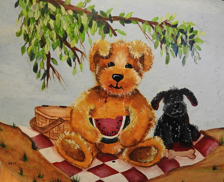 Buddies Picnic Painting by Betty-Anne McDonald