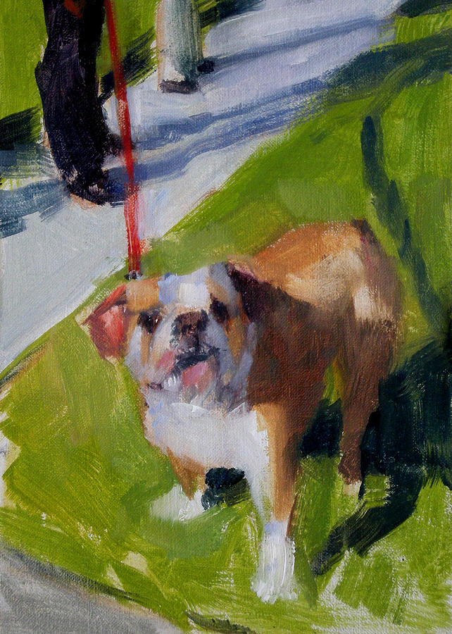 Buddy on a Red Leash Painting by Merle Keller