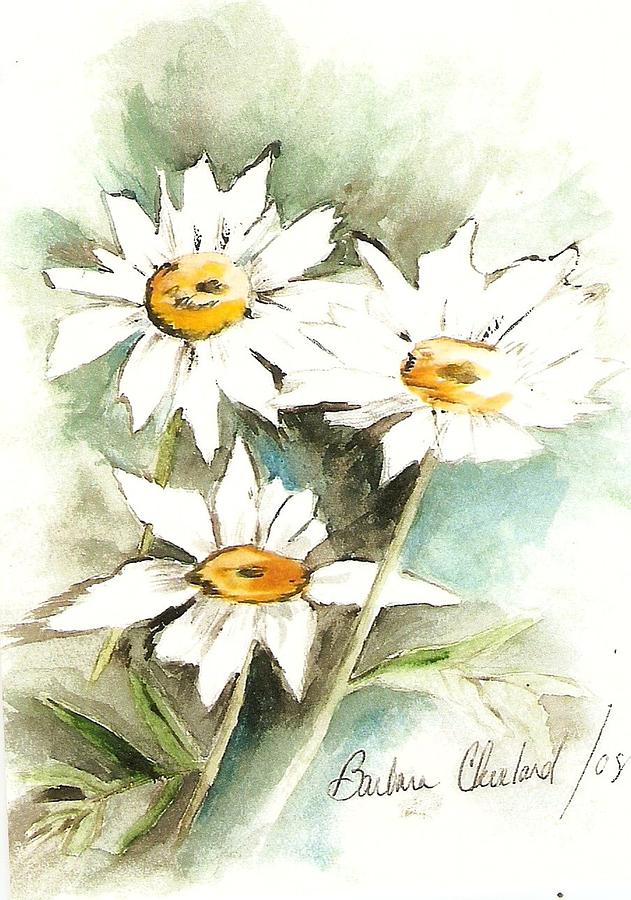 Landscape Painting - Buds Daisies by Barbara Cleveland