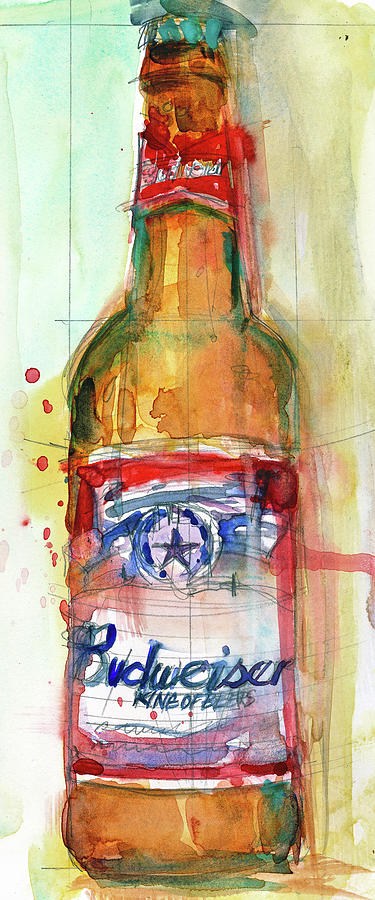 Beer Painting - Budweiser Beer Bottle - Beer Art by Dorrie Rifkin