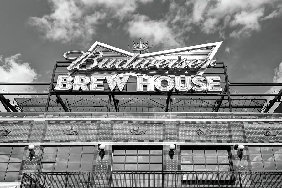 St. Louis Photograph - This Brew Is For You At The St Louis Ballpark - Black And White by Gregory Ballos