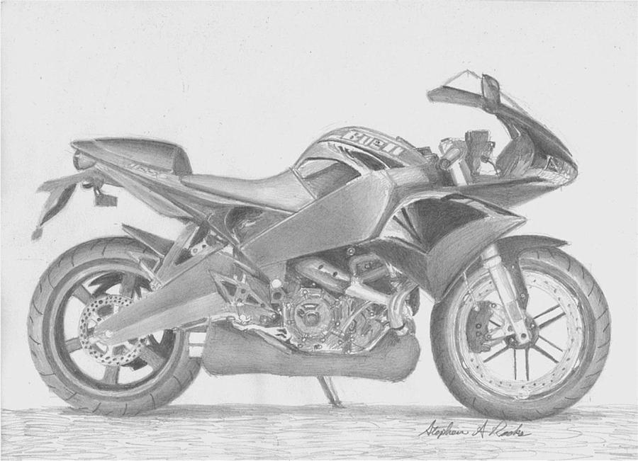Buell 1125R MOTORCYCLE ART PRINT Drawing by Stephen Rooks