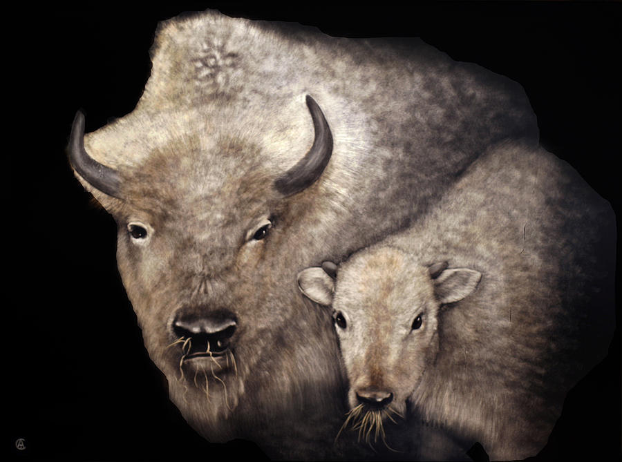 Buffalo Painting by Angie Cockle