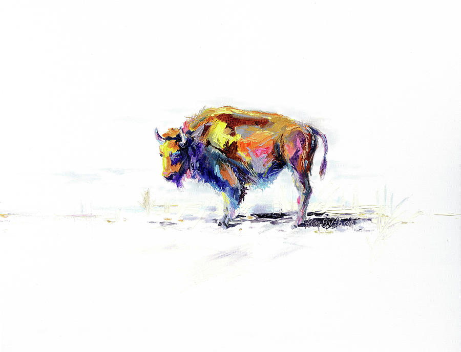 Buffalo Painting - Buffalo Animal Oil Painting  by Kim Guthrie