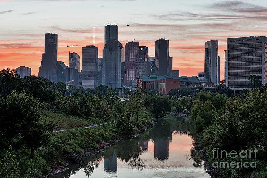 Houston Skyline Over Buffalo Bayou Sunrise Photograph By Bee Creek ...