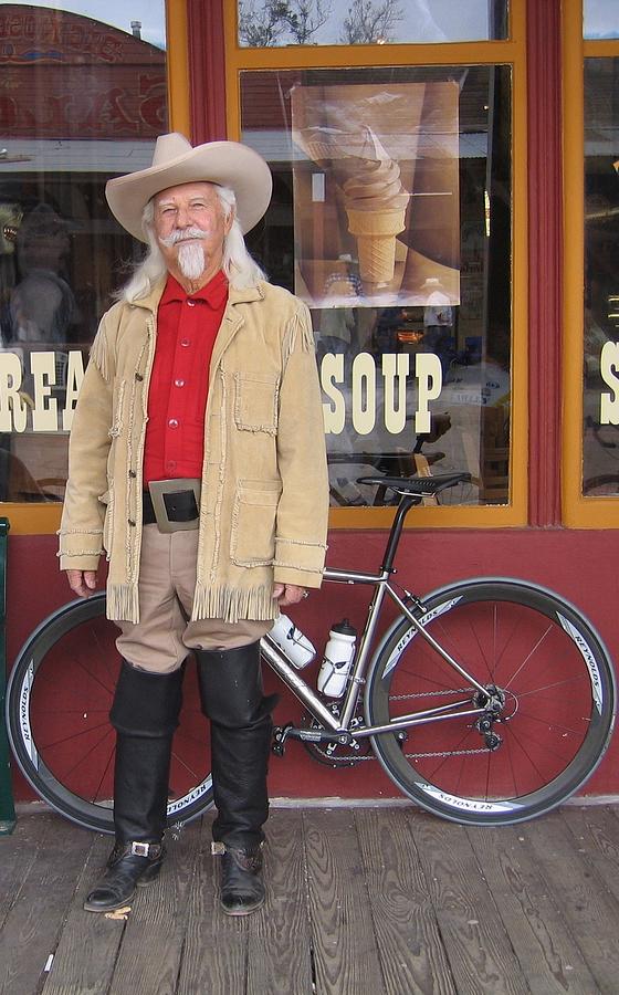 Buffalo Bill Look-alike Ice Cream Parlor vignette Bicycle Tombstone Arizona 2004 Photograph by David Lee Guss