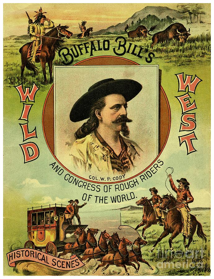 Vintage Drawing - Buffalo Bill Wild West by Heidi De Leeuw