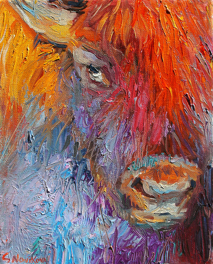 Nature Painting - Buffalo Bison wild life oil painting print by Svetlana Novikova