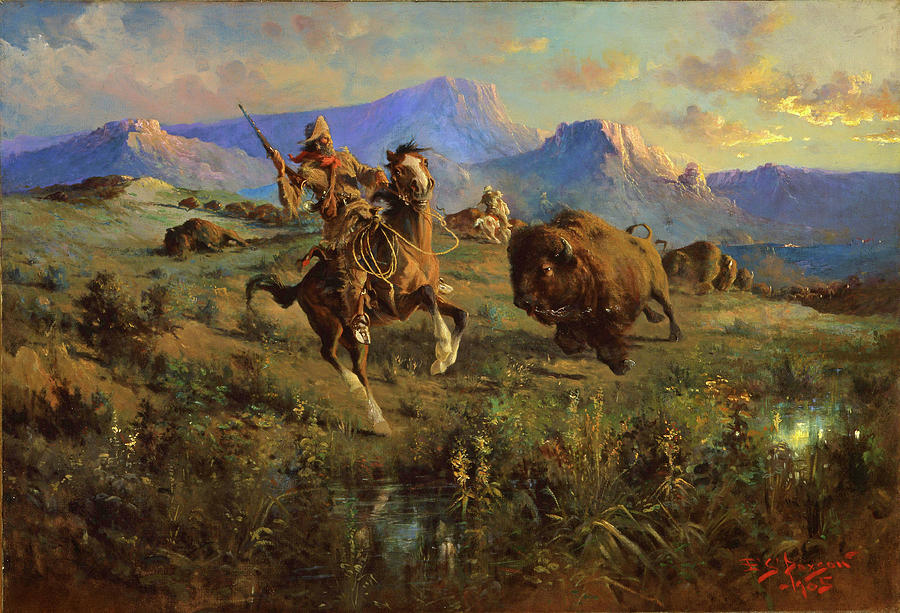 Buffalo Hunt Painting by Edgar Samuel Paxson