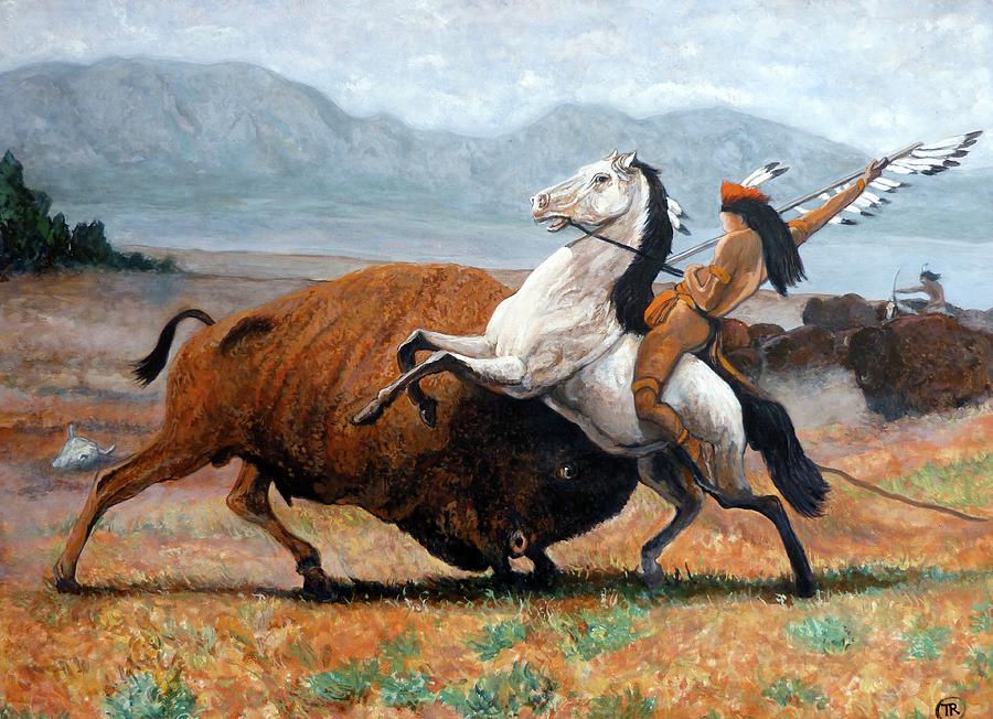 Buffalo Hunt Painting by Tom Roderick