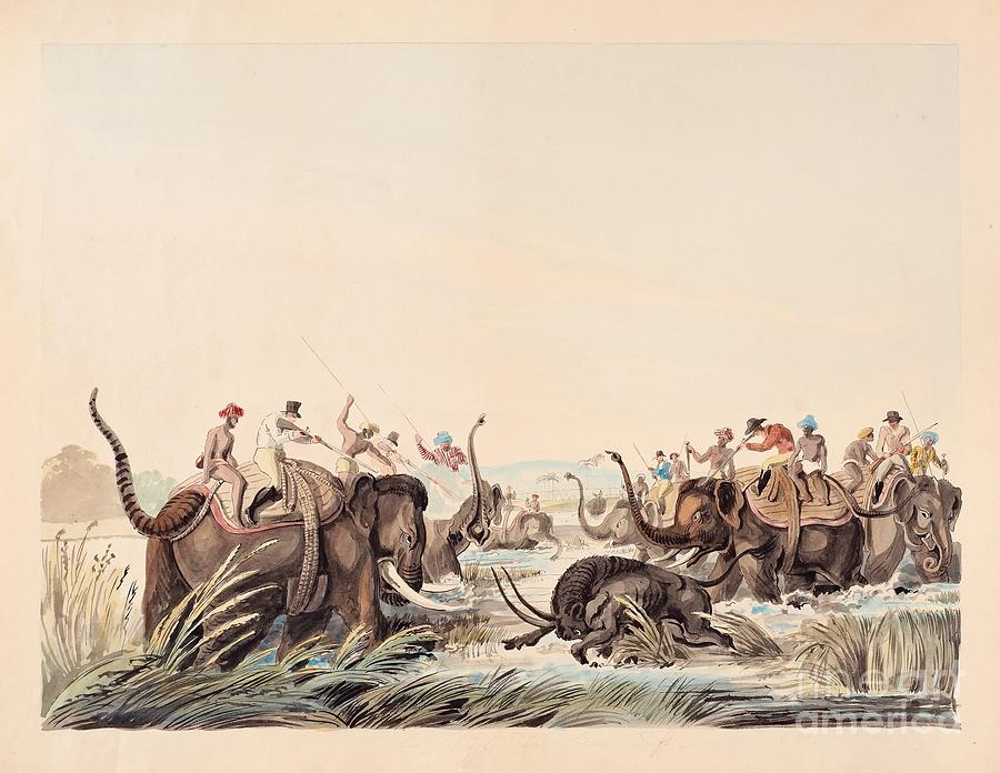 Hunting Scene With Buffalo. Painting by MotionAge Designs