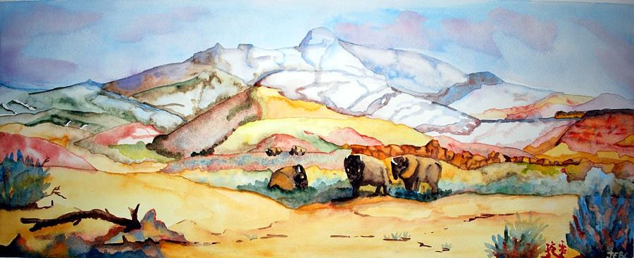 Buffalo Land Painting by Gerald Carpenter