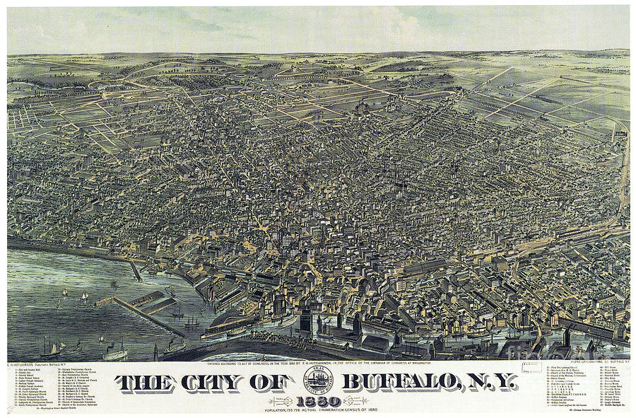 Buffalo, Map, 1880.  Photograph by Granger