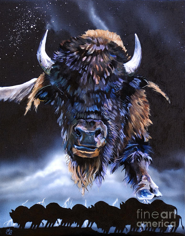 Buffalo Medicine Painting by J W Baker