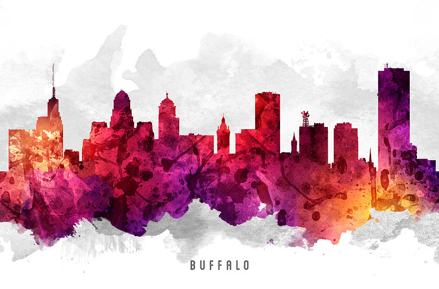 Buffalo Painting - Buffalo New York Cityscape 14 by Aged Pixel
