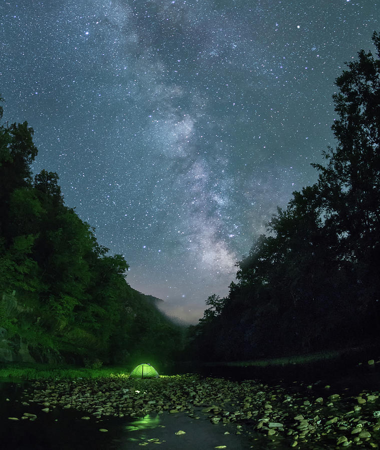 Buffalo River with Milky Way Photograph by Hal Mitzenmacher
