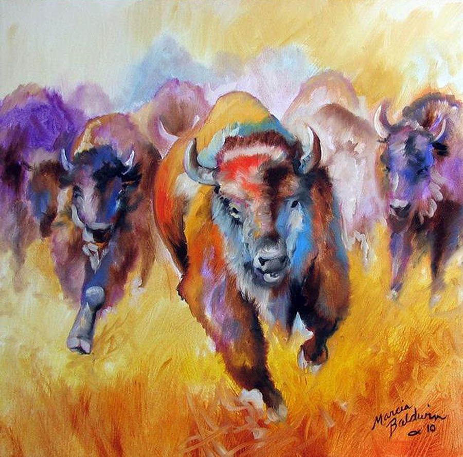 Buffalo Run 16 Painting by Marcia Baldwin