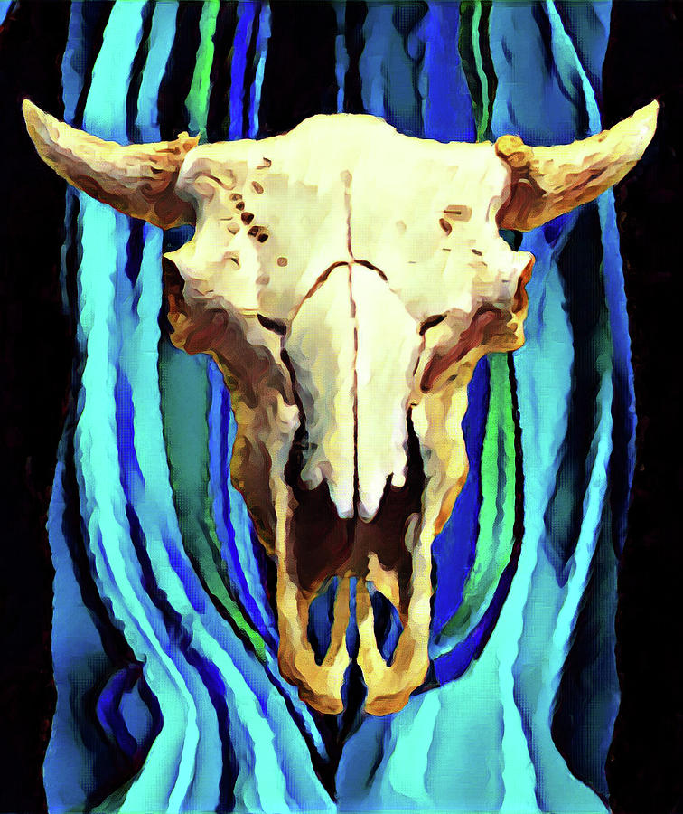 Buffalo Skull  Painting by Gary Grayson