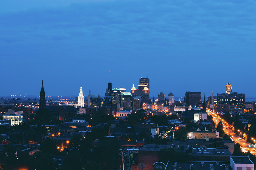 Buffalo Skyline at Night Pyrography by Colin Gordon - Fine Art America