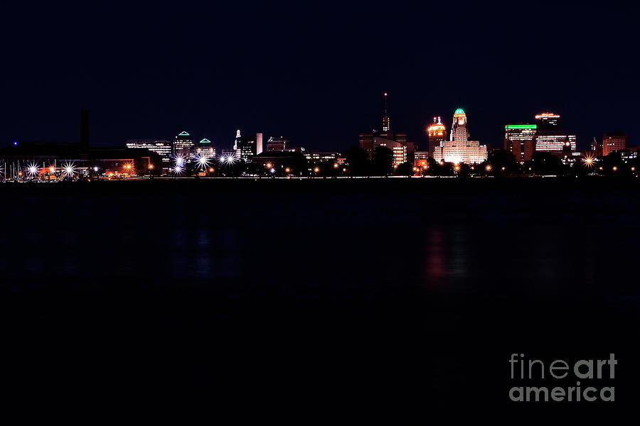 Buffalo Skyline at Night Photograph by Daniel J Ruggiero