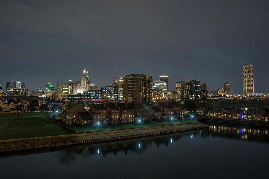 Buffalo skyline at night Photograph by Jay Smith