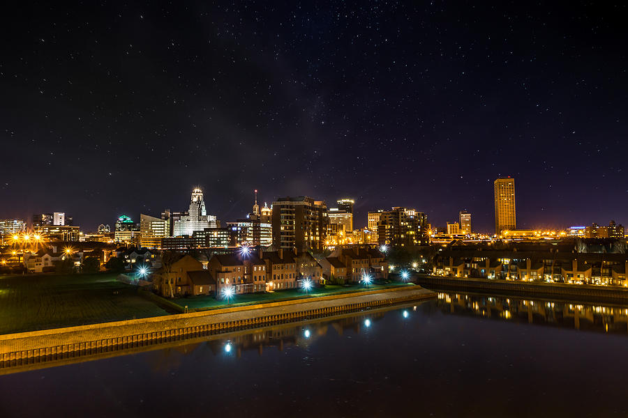Buffalo skyline under the stars Photograph by Chris Bordeleau