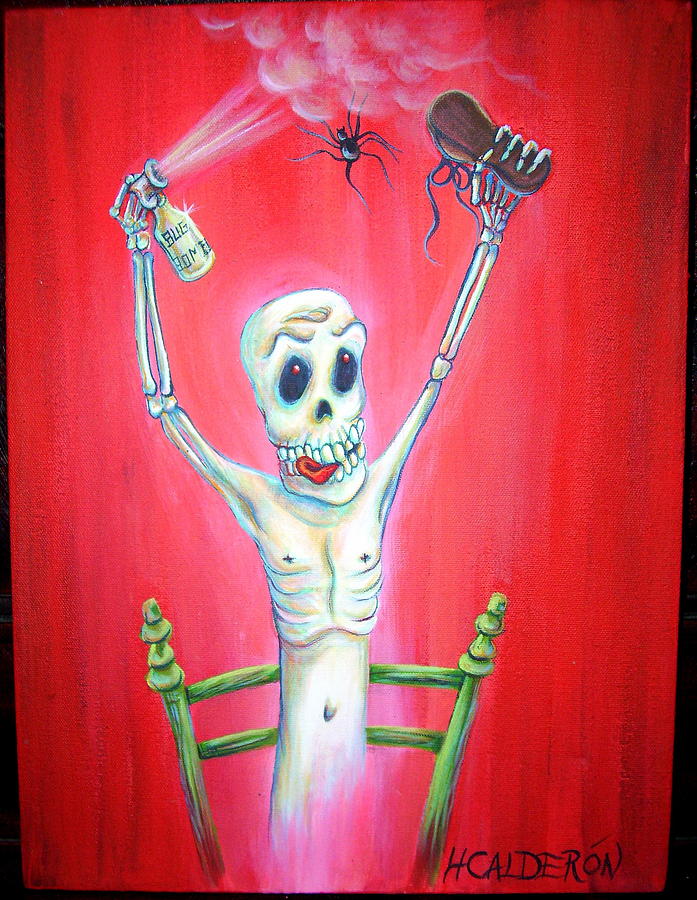 Skeleton Painting - Bug Bomb by Heather Calderon