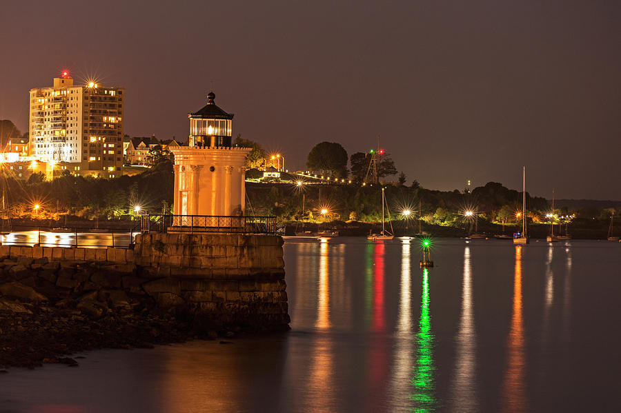 Bug Light at Night Bug Light Park Portland Maine Photograph by Toby McGuire