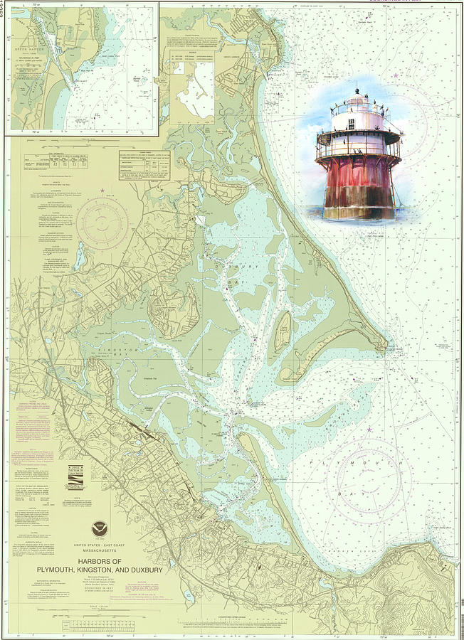 Bug Light on a NOAA Chart Painting by P Anthony Visco