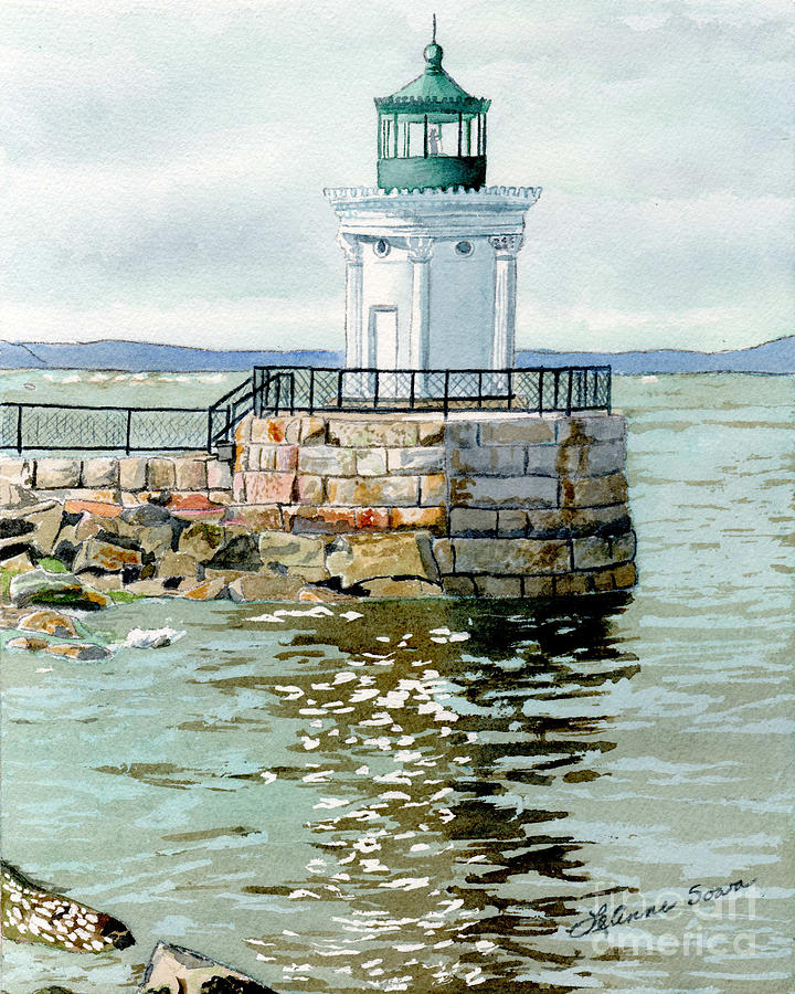 Bug Light Portland Maine Painting by LeAnne Sowa
