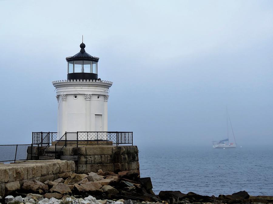 Bug Light Photograph - Bug Light With Boat by Carol McGrath Bug Light Photograph - Bug Light With Boat by Carol McGrath