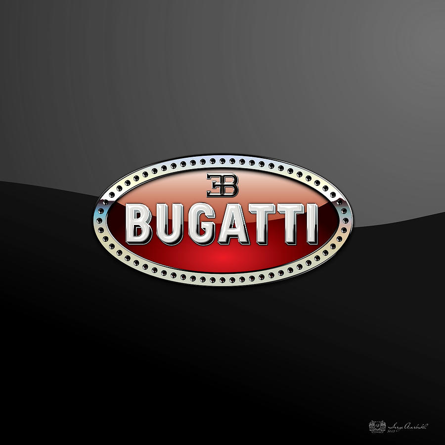 Car Photograph - Bugatti - 3 D Badge on Black by Serge Averbukh