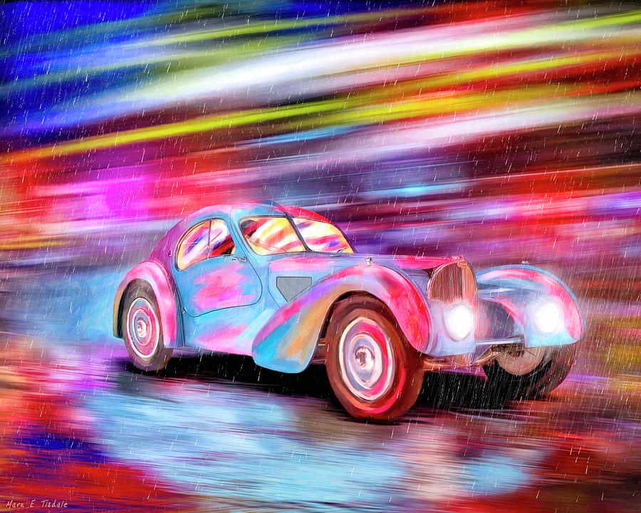 Bugatti In The Rain - Vintage Dreams Mixed Media by Mark Tisdale