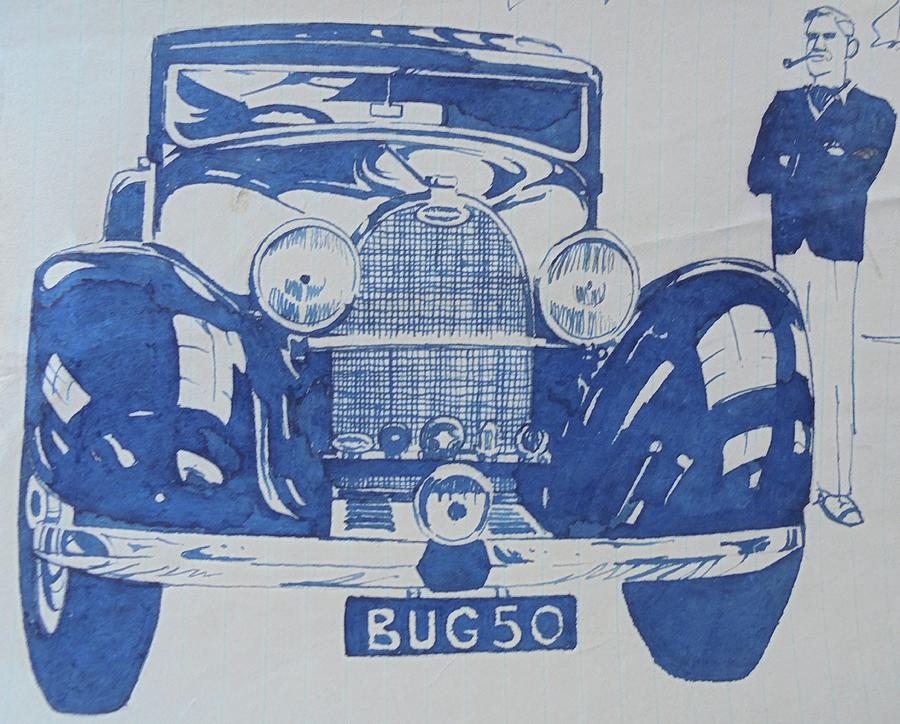 Bugatti Drawing by Mike Jeffries