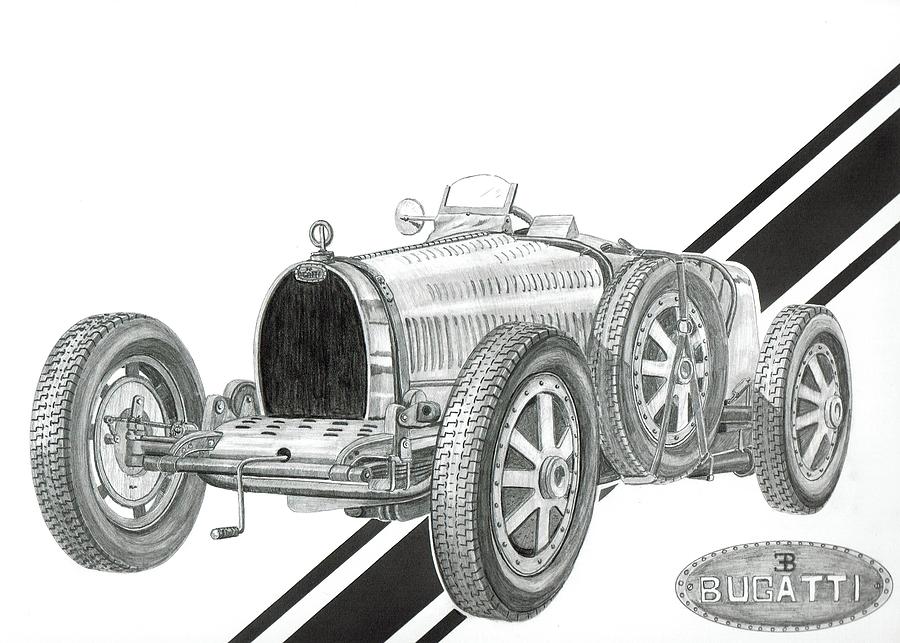 Bugatti Drawing by Rick Bennett