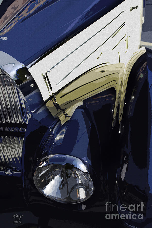 Vintage Photograph - Bugatti Type 57 in blue and white by Curt Johnson
